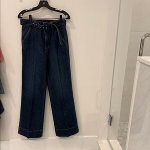 Veronica Beard wide leg jeans with belt